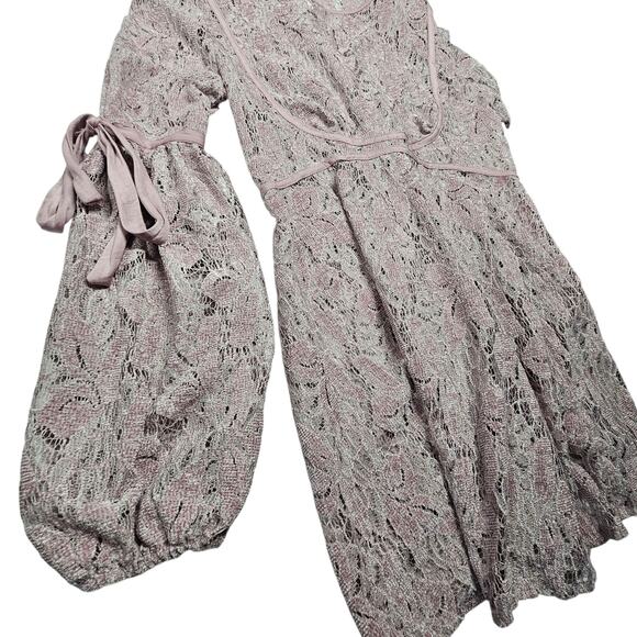Free People Ruby Crochet Lace Mini Dress Mauve Size S * Dress ONLY - No Slip! - Picture 6 of 13